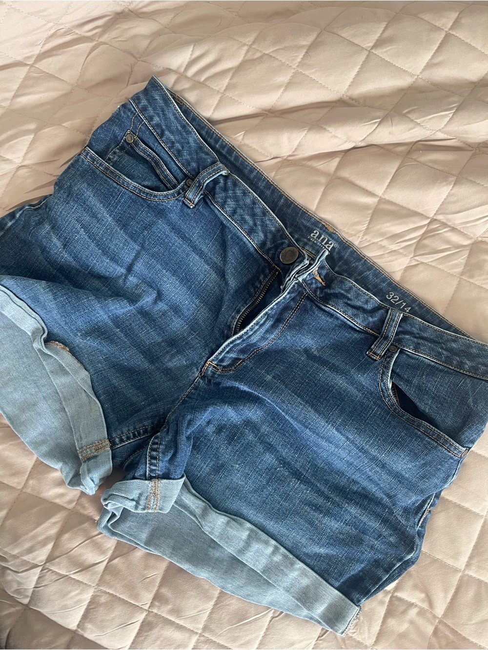 a.n.a Dark Blue & Light Blue Denim Waistband Shorts